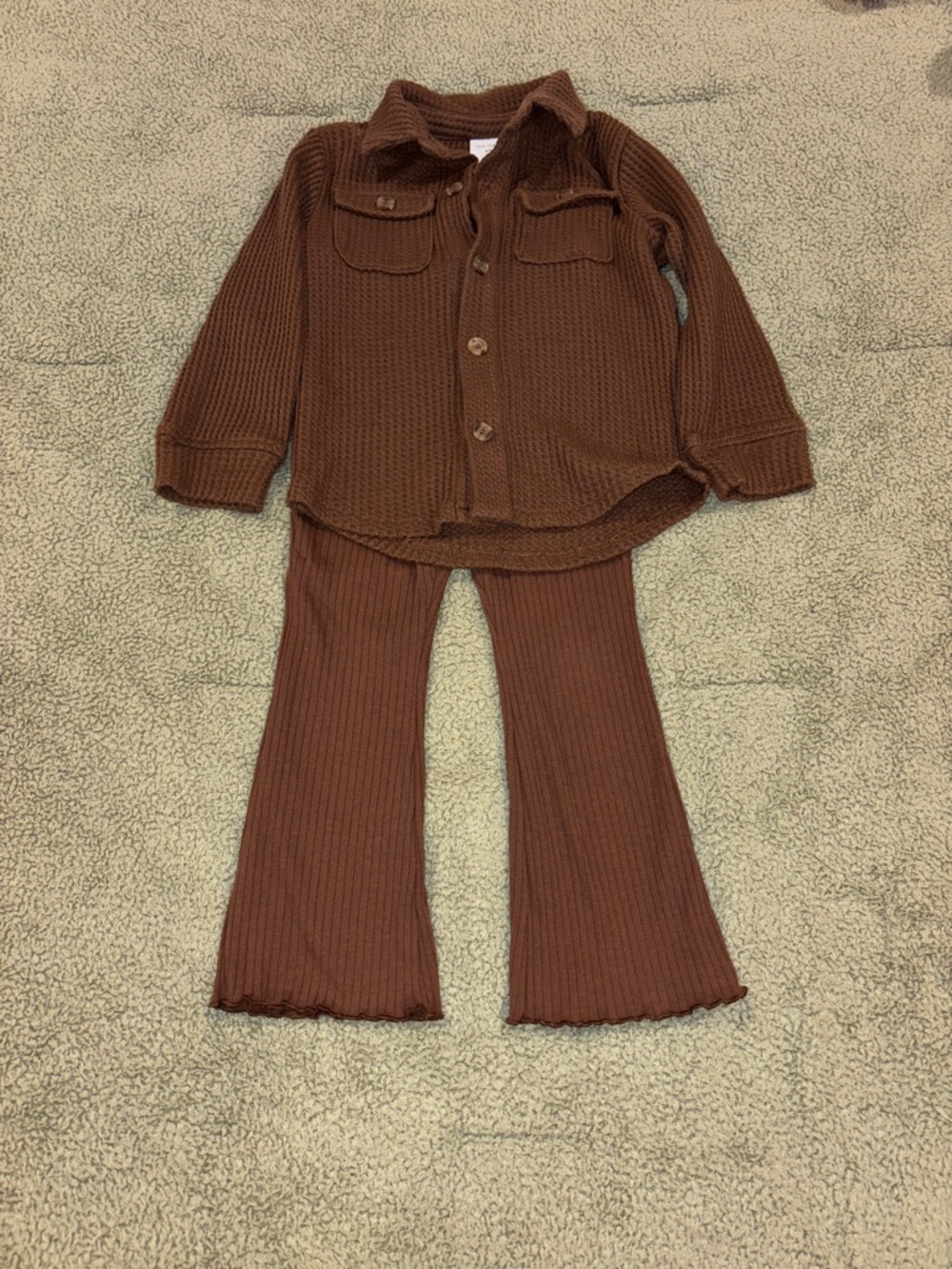 okie dokie Brown Ribbed Knit Two-Piece Set